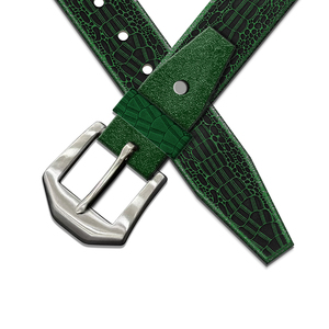Ceinture <span class=keywords><strong>Homme</strong></span> en Cuir Véritable Gaufré Croco de Haute Qualité, en Cuir de Vachette Italien Pleine Fleur, avec Boucle Ardillon en Acier Inoxydable pour Tenues Quotidiennes Décontractées en Jean - Product Image 5