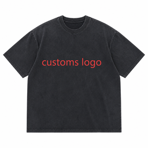 เสื้อยืดผู้ชายผ้าฝ้ายหนา 250GSM ทรงโอเวอร์ไซส์ แขนสั้น สไตล์วินเทจ ล้างสีแล้ว พิมพ์ลายโลโก้ตามสั่งด้วยเทคนิค DTG และสกรีน พิมพ์ลายลงบนเสื้อยืดเปล่า - Product Image 1