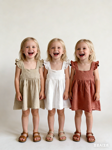 Abito Estivo Personalizzato <span class=keywords><strong>per</strong></span> Bambine con Maniche a Sbuffo, 100% Cotone Mussola, Vestito Svasato <span class=keywords><strong>per</strong></span> Bambine Piccole - Product Image 4