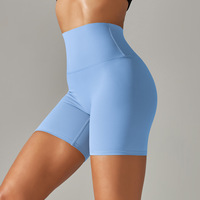 Shorts de yoga personnalisés, nouvelle couleur unie, double face anti-abrasion, taille haute, élastiques, respirants, écologiques, en Spandex/Nylon
