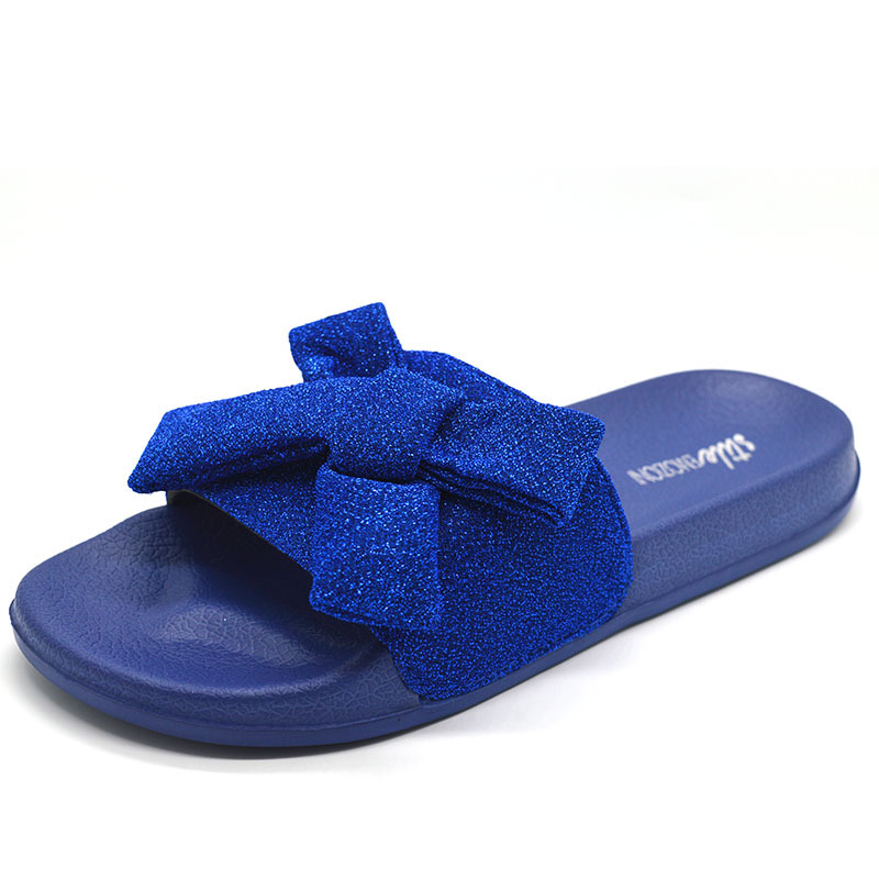 Fashion Summer Flat Slippers Bow Upper Soft Sole EVA PVC Women Slides Shoes 2023