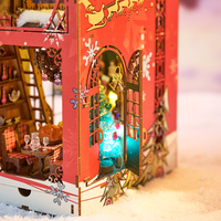 IIECREATE SL-29 Puzzle 3D en bois de Noël, modèle éducatif, kit miniature DIY, maison de poupée artisanale, mini Noël