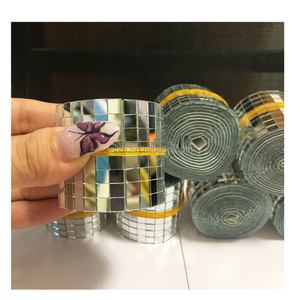 Carreaux de mosaïque en verre auto-adhésifs de couleur argentée <span class=keywords><strong>petit</strong></span> miroir carré carreaux autocollant pour bricolage artisanat décoration Disco Ball party - Product Image 2