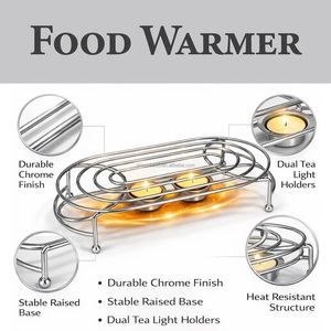 2026 Coffee <strong>Tea</strong> <strong>Warmer</strong> Silver Chrome-plated Warming Grid <strong>Food</strong> <strong>Warmer</strong> Tealight Holders for 2 <strong>Tea</strong> <strong>Lights</strong> to Place Cups, Pots - Product Image 5