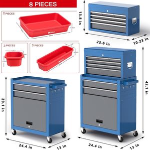 Grande boîte à outils avec roues, dessus amovible, armoire de rangement de <span class=keywords><strong>garage</strong></span>, boîte à outils robuste, boîte à outils professionnelle, boîte à outils mystère pour <span class=keywords><strong>moto</strong></span> - Product Image 5