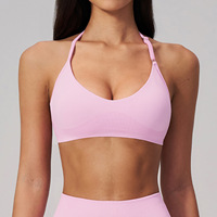 Soutien-gorge de sport pour femme, dos ajouré, à bretelles croisées, avec coussinets amovibles, côtelé, pour le yoga, le fitness et l'entraînement