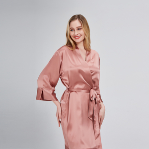 <span class=keywords><strong>Kimono</strong></span> Lungo in Pura Seta di Gelso 100% Colore Unito 2022 Lussuoso Pigiama Estivo <span class=keywords><strong>Sexy</strong></span> per Donne - Product Image 4