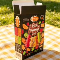 Emballage de bâtonnets glacés imprimé sur mesure, design coloré pour desserts glacés, carton alimentaire recyclable avec logo personnalisé
