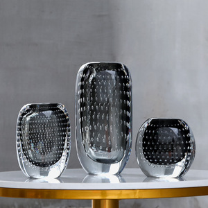 Vases en verre transparent à semelles épaisses en nid d'abeille vases à pois design nouveau mobilier d'hôtel à domicile - Product Image 3