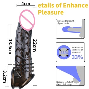 Pembesar penis extender pria lonjakan silikon simulasi kristal set tpe mainan seks memperpanjang pembesaran tebal lengan penis kondom - Product Image 5