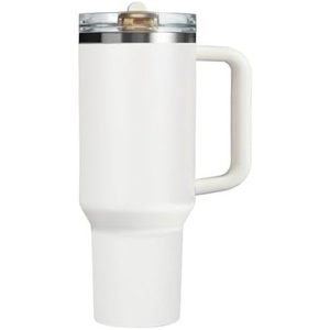 Premium 40oz Stainless Steel Tumbler <b>Handle</b> Straw Vacuum <b>Insulated</b> Classic Design Travel <b>Mug</b> Boiling Water Safe Office Gym - Product Image 2