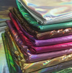 New Arrival Polyester Spandex Stretch Knit Glitter Laser Metallic Hologram Holographic Fabric