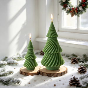 <b>Christmas</b> <b>Tree</b> Shaped Scented <b>Candle</b> Twisted Texture Aromatherapy <b>Candle</b> Home Tabletop Holiday Decorative Gift <b>Candle</b> - Product Image 2