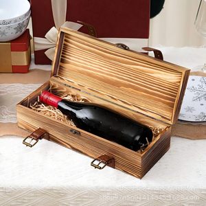 <b>Vintage</b> Wooden Wine <b>Box</b> Single Bottle Pine Wood Portable Gift Storage Rectangle Shape - Product Image 1