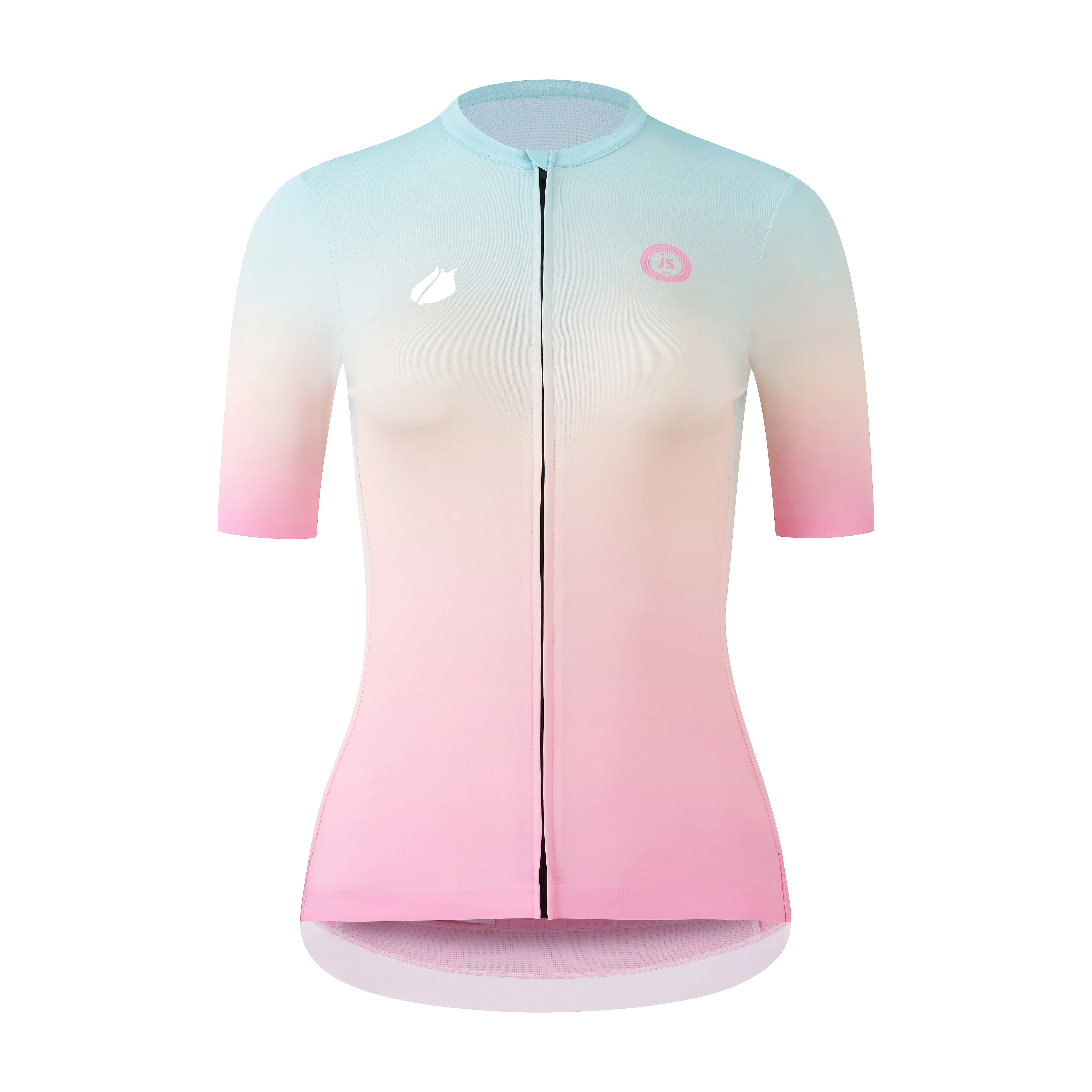 JS OEM Maillot de cyclisme personnalisé à manches courtes et fermeture éclair complète de haute qualité pour femmes, maillot de vélo de course