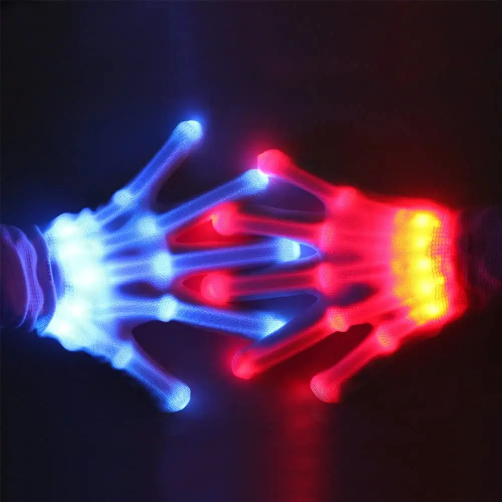 hintcan wholesale led gloves flashing finger light up gloves with batteries for kids cool party Halloween Christmas party