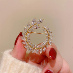 Broche pour <span class=keywords><strong>Hijab</strong></span>, accessoire de mariage, broches avec breloque en Zircon, épingles pour robes, nouvelle mode - Product Image 5