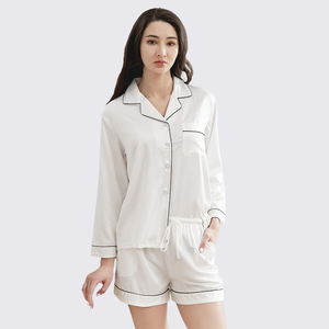Set Pigiama in Raso per Donna <span class=keywords><strong>Camicia</strong></span> e Pantaloncini in Raso per Donna Abbigliamento da <span class=keywords><strong>Notte</strong></span> Pigiama in <span class=keywords><strong>Seta</strong></span> - Product Image 1