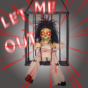DAMAI Halloween Decoration Hanging Ghost Toy Electric Light-Emitting Prisoner Cage Plain Clothes Color-Blocked Party Decorations - Product Image 1