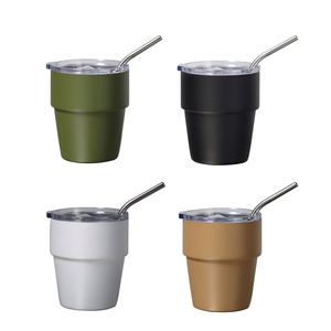 Stackable <b>Coffee</b> Cups Milk Cups Can Be Served with <b>Bottle</b> Water LIDS with Straws 304 Stainless Steel - Product Image 3