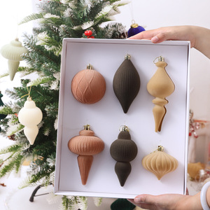 Nouvelles Boules de Noël en Flocage Personnalisées de Luxe, 6 pièces, Couleur Mocha Mousse, Imperméables, Décorations de Noël Respectueuses de l'Environnement - Product Image 4