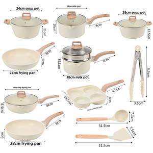 Padella a induzione antiaderente per fornelli a Gas universale senza olio Maifan <span class=keywords><strong>Set</strong></span> di pentole da 17 pezzi - Product Image 6