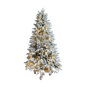 Pre-lit <b>LED</b> Artificial Flocked Christmas <b>Tree</b> with Snow Effect 5-10FT White Feather Design - Product Image 1