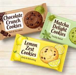 Échantillon Gratuit - Sachet Personnalisé à Fermeture Arrière en PET/PE pour Biscuits - Hermétique, Fraîcheur Optimale, Robuste, Sûr et Durable - Product Image 1