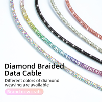 Kabel Data USB Type-C 3A Pengisian Cepat Berlapis Berlian Warna-warni Berkilau 2025, 1m 2m, Dapat Disesuaikan untuk IOS