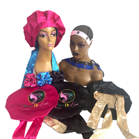 Bonnet en Soie Double Couche Personnalisable avec Bande de Contrôle des Bords et Attache Extra Large pour Perruque