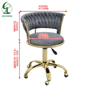 <span class=keywords><strong>Silla</strong></span> de Oficina para el Hogar Jincheng con Respaldo Tejido, Cojín, Reposabrazos, Marco de Metal Dorado, Giratoria, Altura Ajustable - Product Image 5