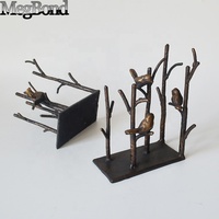 Porte-livres décoratifs d'intérieur en fonte de métal lourd, résistants à la rouille et à l'eau, style Art Déco, motif oiseau sur branche, ensemble de deux supports de table