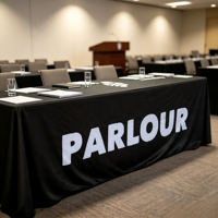 Promotion Nappe de table personnalisée en polyester écologique avec logo pour tables rectangulaires de 6 pieds/8 pieds