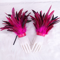 Manchettes de poignet en plumes orange pour costume de cosplay, bracelets décoratifs réglables pour fête à thème carnaval et danse