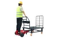 Chariot électrique à plateau pliable à quatre roues motorisé, capacité de charge 1000 kg, en aluminium, pour entrepôt, personnalisable OEM, direct usine