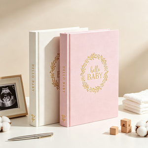 Carnet de bébé B5 avec couverture en tissu imprimé, album photo coloré pour le suivi de la croissance, journal de souvenirs, agenda et organisateur - Product Image 1