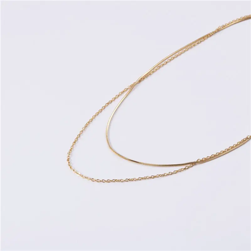 Fashion Jewelry Personalized Gold Plated Stainless Steel Double Layers Choker Necklace