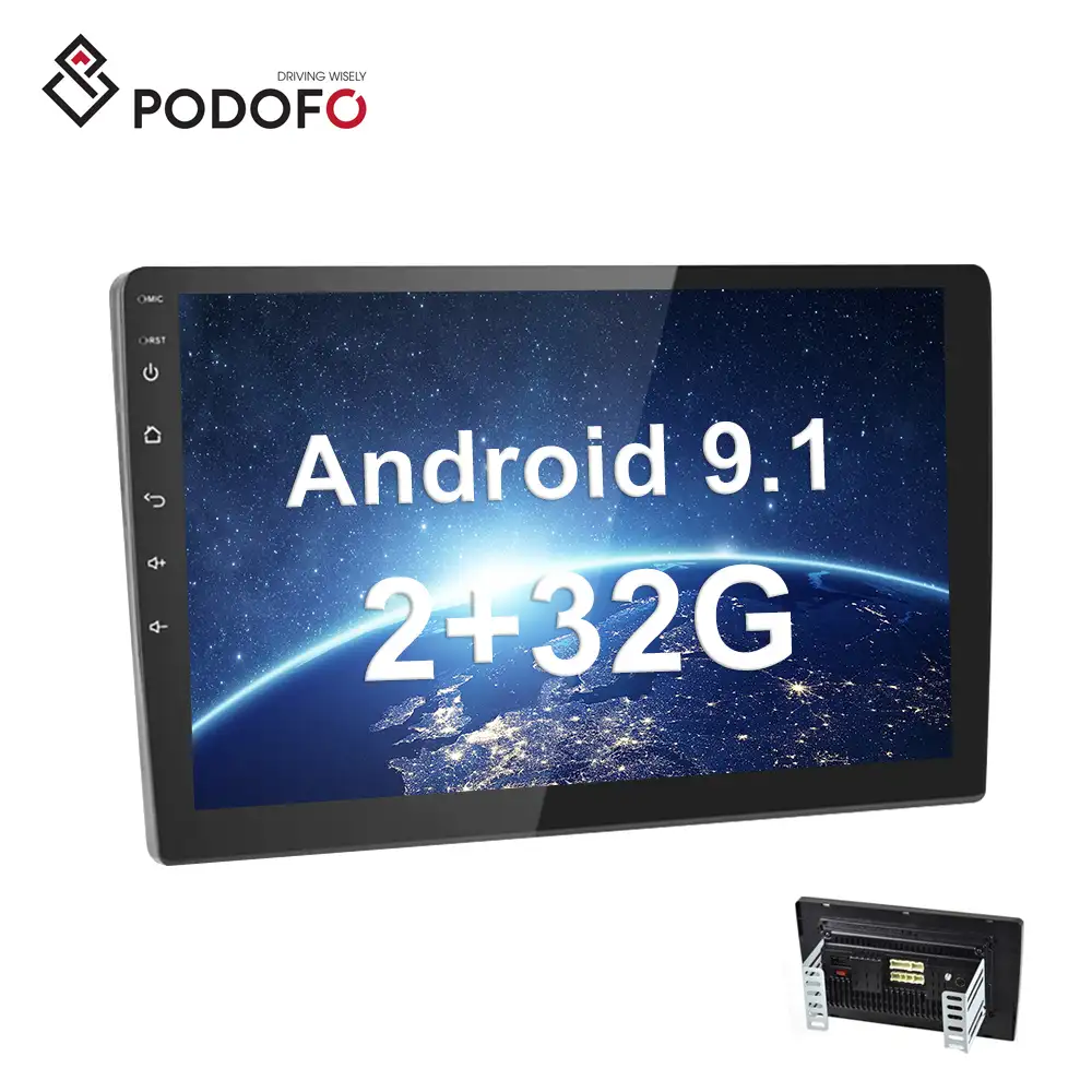 Podofo 10.1 ''الروبوت 9.1 2 + 32GB راديو ستيريو بالسيارة الفيديو Autoestereo GPS BT WIFI FM RDS 2 الدين 2.5D اللمس شاشة Autoradio