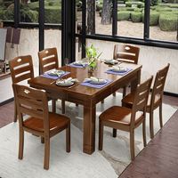 Ensemble de table à manger en bois massif classique pour 6 personnes, nouveau design, style industriel de luxe pour la maison, le bureau, la salle à manger