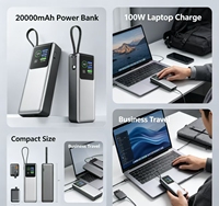 Batterie externe 20000mAh 100W PD à charge rapide avec câble Type C intégré, chargeur portable pour ordinateur portable et téléphone, usine OEM