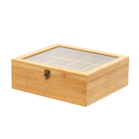 Boîte de rangement à thé en bois de bambou écologique, décoration moderne pour la maison, avec 12 compartiments et design multifonctionnel