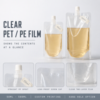 Pochette souple à bec verseur central 50-500 ml, transparente, pour liquides, avec impression de logo personnalisée, anti-fuite, bouchon à vis