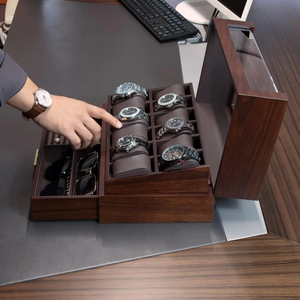 Người đàn ông của cao cấp 12 khe cắm đồng hồ bằng gỗ hộp với kính nắp 2-lớp đồng hồ hiển thị trường hợp lưu trữ đồ trang sức cho nam giới và phụ nữ Quà Tặng - Product Image 3