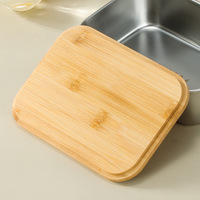 Boîte de rangement alimentaire en acier inoxydable de qualité alimentaire avec couvercle en bambou naturel, boîte à lunch rectangulaire, boîte de préparation de repas réutilisable