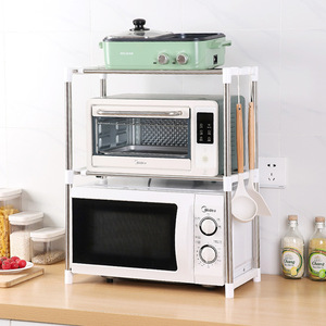 Étagère de rangement extensible pour micro-ondes, double couche, en acier inoxydable, support de cuisine pour appareils électroménagers - Product Image 1