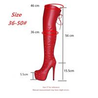 Bottes sexy au-dessus du genou à rivets et clous, plateforme, cuissardes longues, grandes tailles 50, bottes à talons aiguilles pour femmes