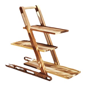 Solid Wood Three Tier Storage Rack 3 Floors Foldable <b>Desktop</b> Kitchen Fruit Vegetable Snack Display <b>Shelf</b> - Product Image 3
