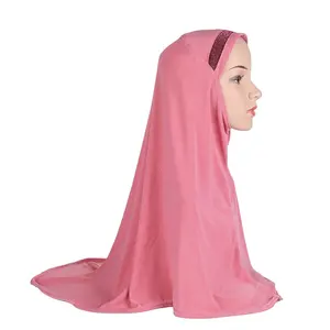 New Arrival Silk Color Strip Instant Chiffon Hijab Wholesale Of Simple Head Scarf Instant Hijab With Cap