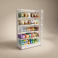 Étagères de magasin modulaires tendance à 5 niveaux, simple face, robustes, en métal, avec revêtement en poudre époxy