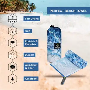 Пляжное полотенце из микрофибры без песка с индивидуальным принтом